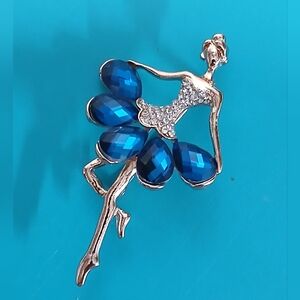 Elegant Blue Dancer Brooch